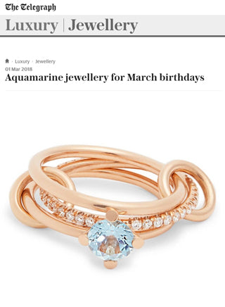 The UK’s Telegraph Newspaper online features the Spinelli Kilcollin Aquamarine Astral Ring