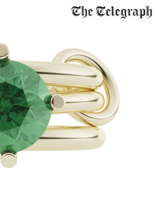 The Telegraph features the Spinelli Kilcollin made to order, custom, emerald galaxy ring in May Birthstone Emerald jewelry story.