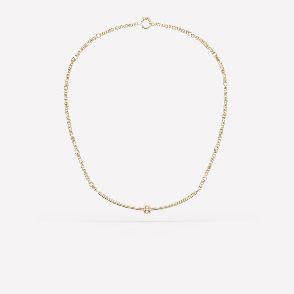 Gravity YG Pavé Arc Necklace (VIP)