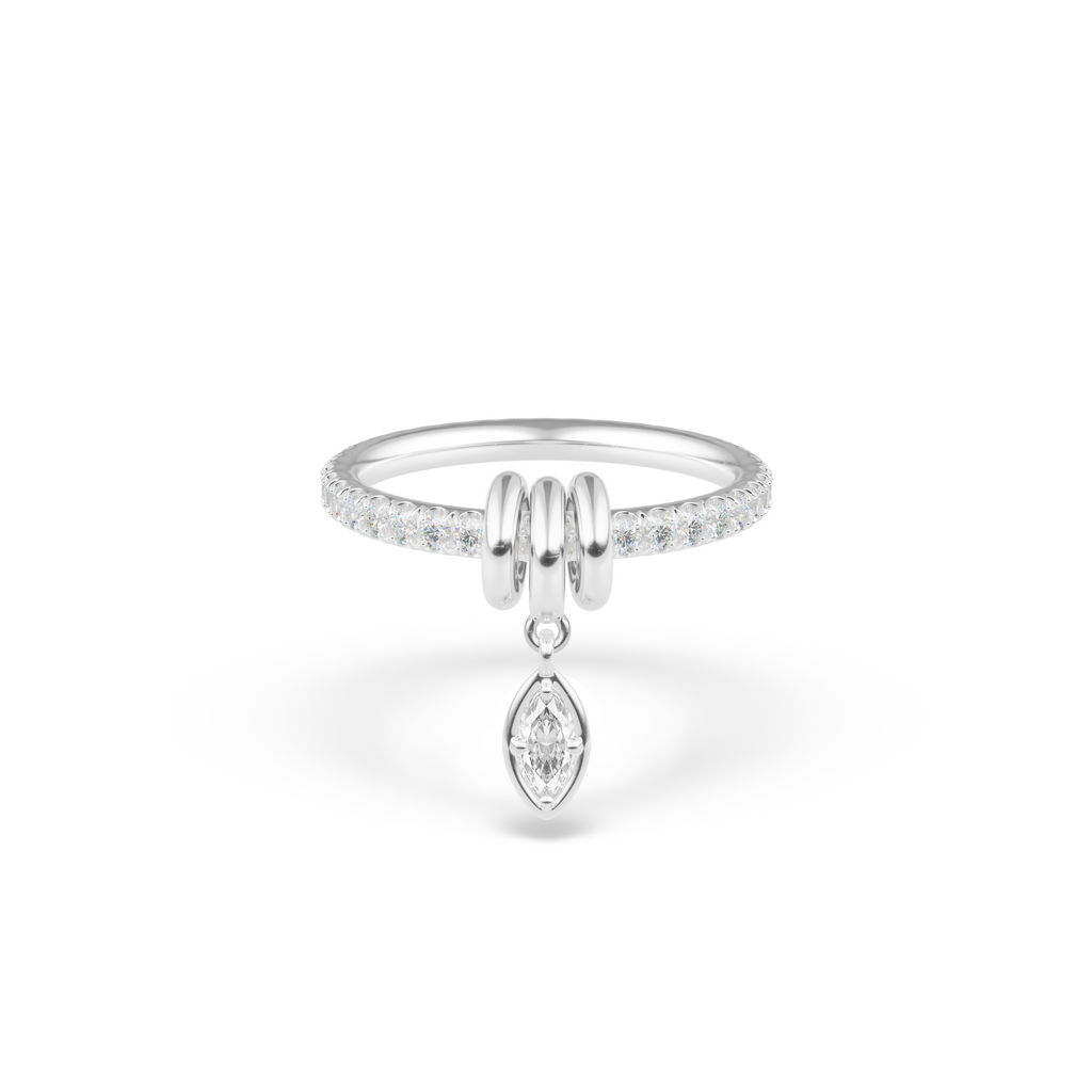Pia Marquise Silver Pavé