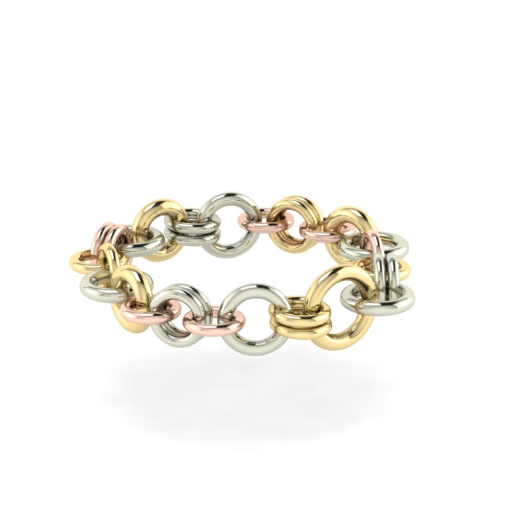 Helio Chain Ring Mixed Gold, size 6