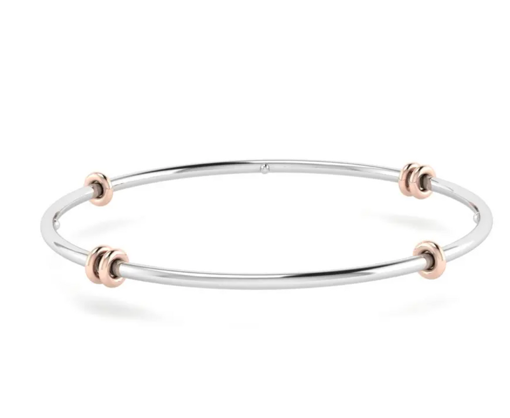 Custom Kini Bangle with Rose gold Annulets for Staci size 9"