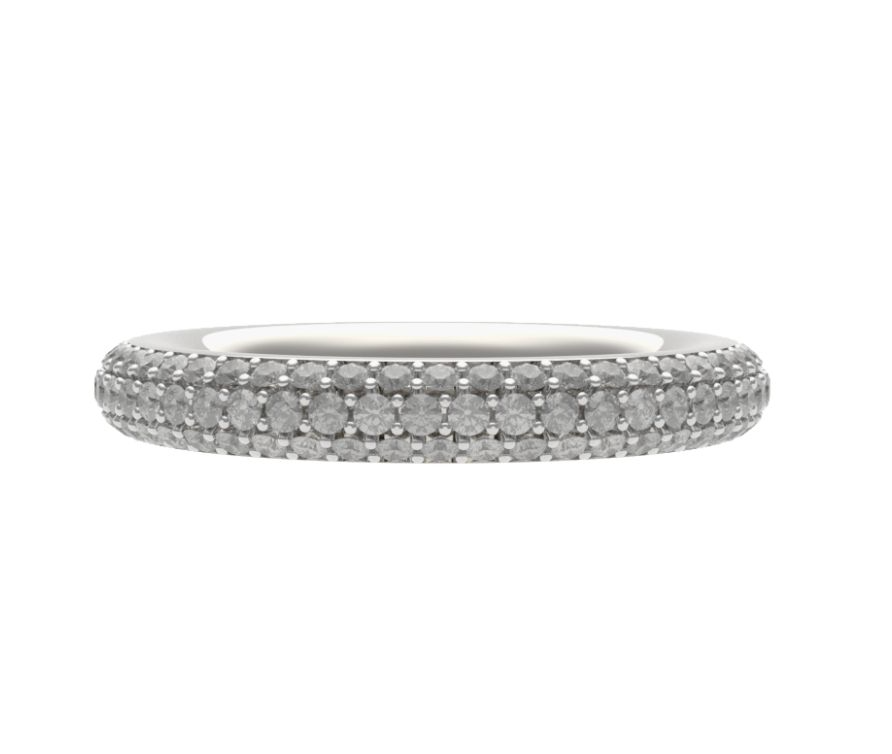 3.8mm Silver 3 row Grey Diamonds for Michele size 7
