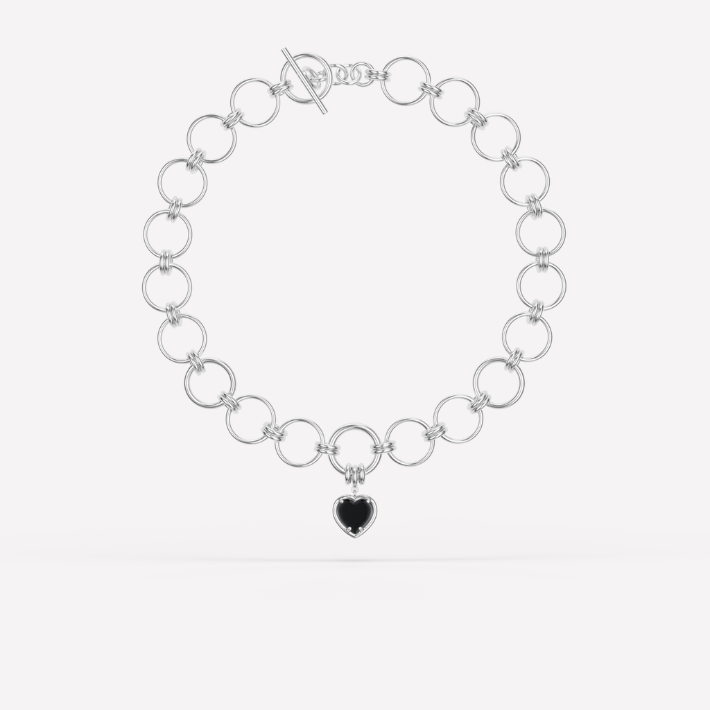 Titan Heart Silver Noir Linked Necklace