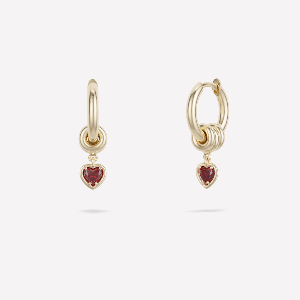 Zahra Heart YG Ruby Earrings (VIP)